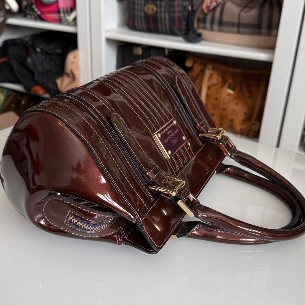 Balenciaga Monday Bowling Handbag Brown Patent Leather Satchel with COA - Picture 6 of 10